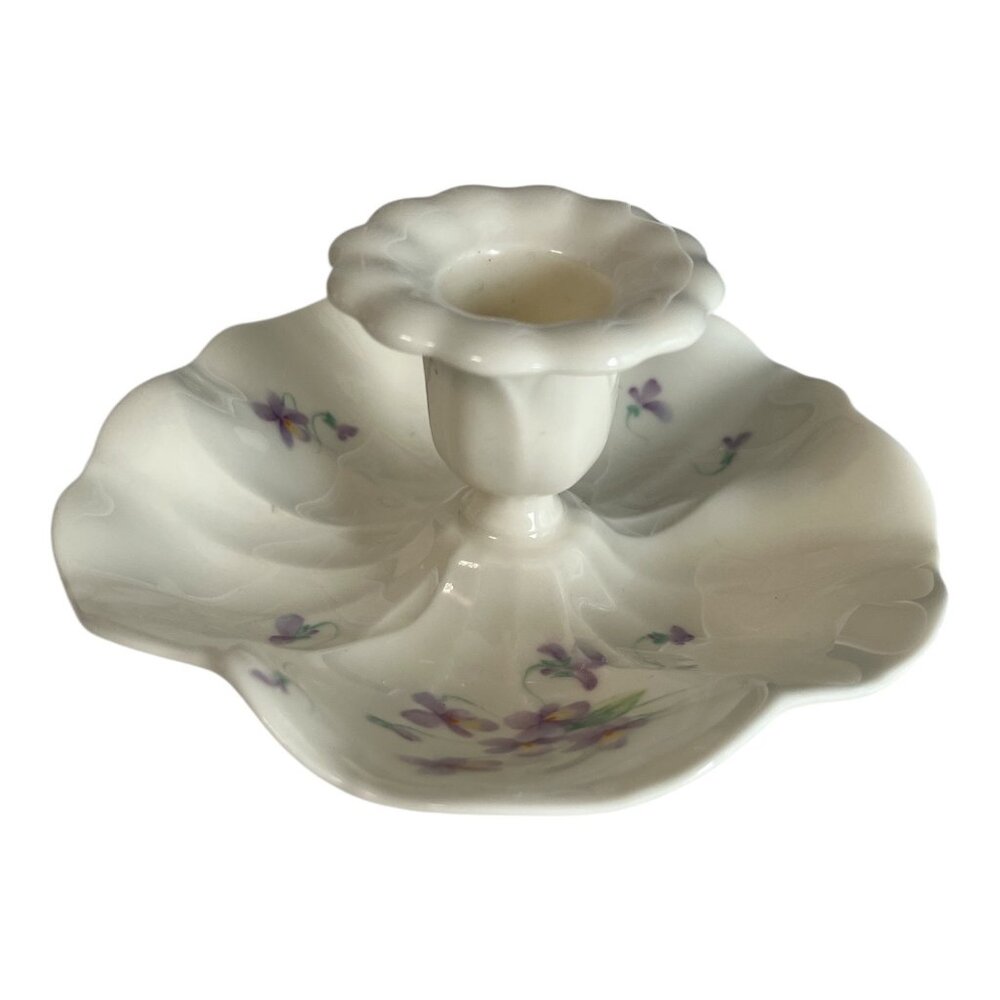 Mikasa Lila B2006 Ivory Bone China Candlestick Holder Floral Japan